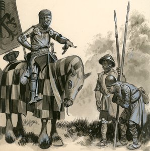 A knight in feudal times by English School