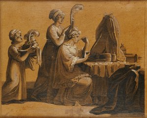 A Lady at Her Dressing Table by English School