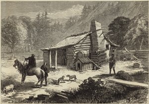 A Log Hut in California by English School
