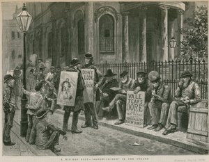 A Mid-day Rest: Sandwich Men in The Strand by English School