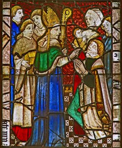 A panel in the east window depicting Confirmation