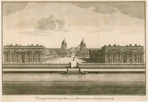 A Perspective View of the Royal Hospital at Greenwich, London by English School