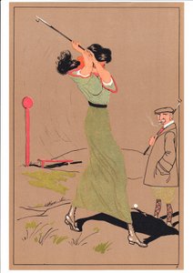 Two Golfers in Comic and Humorous Postures