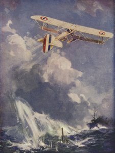 A seaplane bombing a submarine by English School