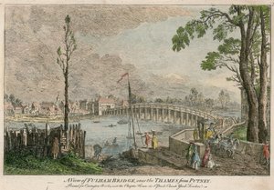 A View of Fulham Bridge, London, Over the River Thames from Putney