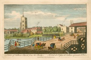 A view of Fulham Church from the Bridge