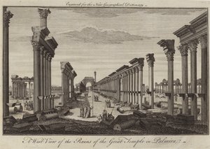 A west view of the ruins of the Great Temple in Palmira by English School