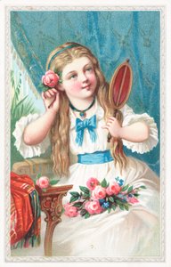 A young girl with a flower in her hair by English School