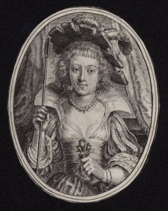 A Young Woman Carrying a Staff and Holding Flowers by English School