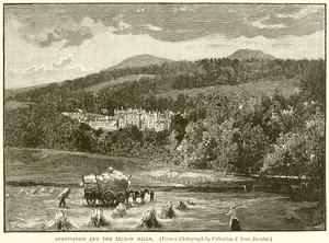 Abbotsford and the Eildon Hills by English School