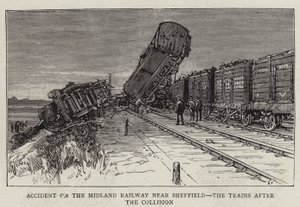 Accident on the Midland Railway near Sheffield, the Trains after the Collision by English School