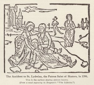 Accident to St Lydwina, patron saint of skaters, in 1396
