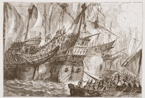 Action between the Spanish Fleet and the Ships of the Sea Beggars by English School