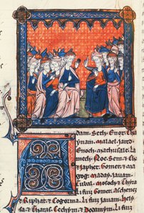 Jewish elders, Chronicles I, from the Oscott Psalter, c.1270