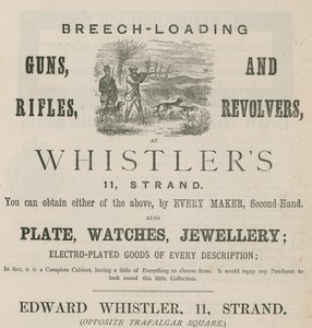 Advert for Edward Whistler, 11 Strand, London
