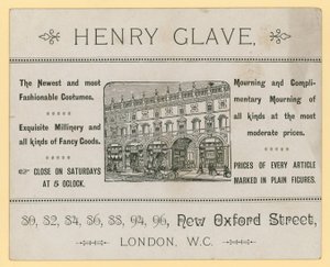 Advert for Henry Glave, New Oxford Street, London by English School