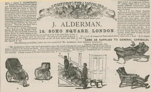 Advert for J Alderman, Manufacturer of Invalid Carriages