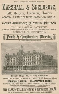 Advert for Marshall & Snelgrove, Silk Mercers, Lacemen, Hosiers by English School