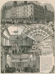 Advert for Marshall & Snelgrove, Silk Mercers, Lacemen, Hosiers, of Vere Street, Oxford Street, London by English School