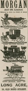 Advert for Morgan & Co Ltd, carriage makers, Long Acre and 10 Old Bond Street, London by English School
