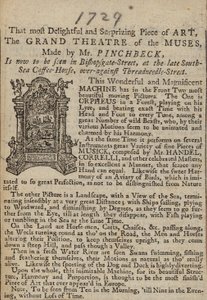 Advert for The Grand Theatre of the Muses by English School