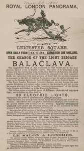 Advert for The Royal London Panorama Featuring the Charge of the Light Brigade at Balaclava by English School