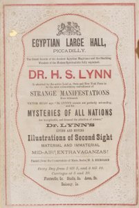 Advert for Appearance of Dr. H. S. Lynn at the Egyptian Hall by English School