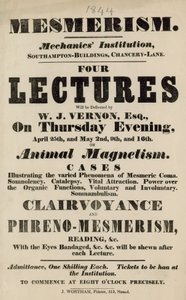 Advert for lectures on Mesmerism at the Mechanics Institute