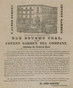 Advert for old bought teas from the Covent Garden Tea Company by English School