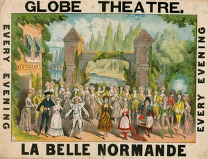 Advert for the Globe Theatre, London, for La Belle Normande by English School