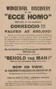 Advert for the Exhibition of a Replica of the Painting Ecce Homo by Correggio (Antonio Allegri) by English School