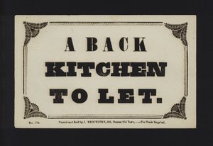 Advertisement: A Back Kitchen to Let