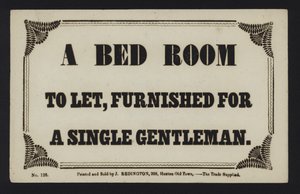 Advertisement: A Bedroom to Let, Furnished for a Single Gentleman