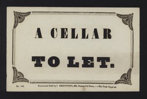 Advertisement: A Cellar to Let