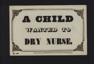 Advertisement: A child wanted to dry nurse by English School