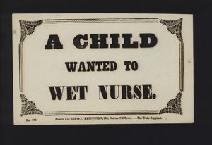 Advertisement: A Child Wanted to Wet Nurse