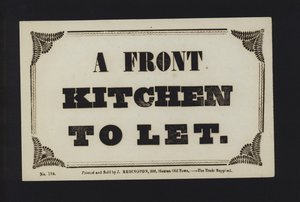Advertisement: A Front Kitchen to Let