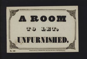 Advertisement: A Room to Let Unfurnished