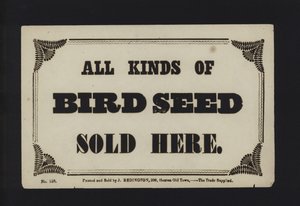 Advertisement: All Kinds of Bird Seed Sold Here
