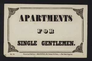 Advertisement: Apartments for Single Gentlemen