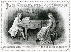 Advertisement, John Brinsmead and Sons Pianos, Illustration for The Graphic, 4 July 1891 by English School