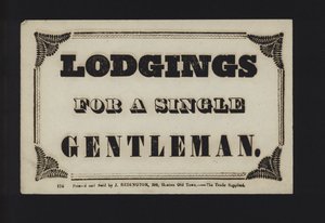 Advertisement: Lodgings for a Single Gentleman