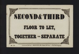 Advertisement: Second and Third Floor to Let, Together or Separate