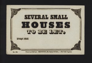 Advertisement: Several Small Houses to Be Let