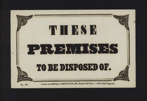 Advertisement: These Premises to Be Disposed Of