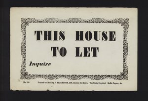 Advertisement: This House to Let