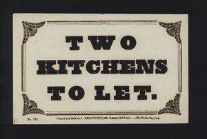 Advertisement: Two Kitchens to Let