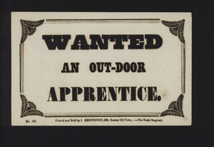 Advertisement: Wanted an Out-Door Apprentice