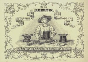 Advertisement for J Bertin, hat cleaner, Ghent, Belgium