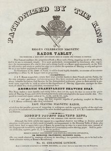 Advertisement for Rigges Celebrated Magnetic Razor Tablet by English School